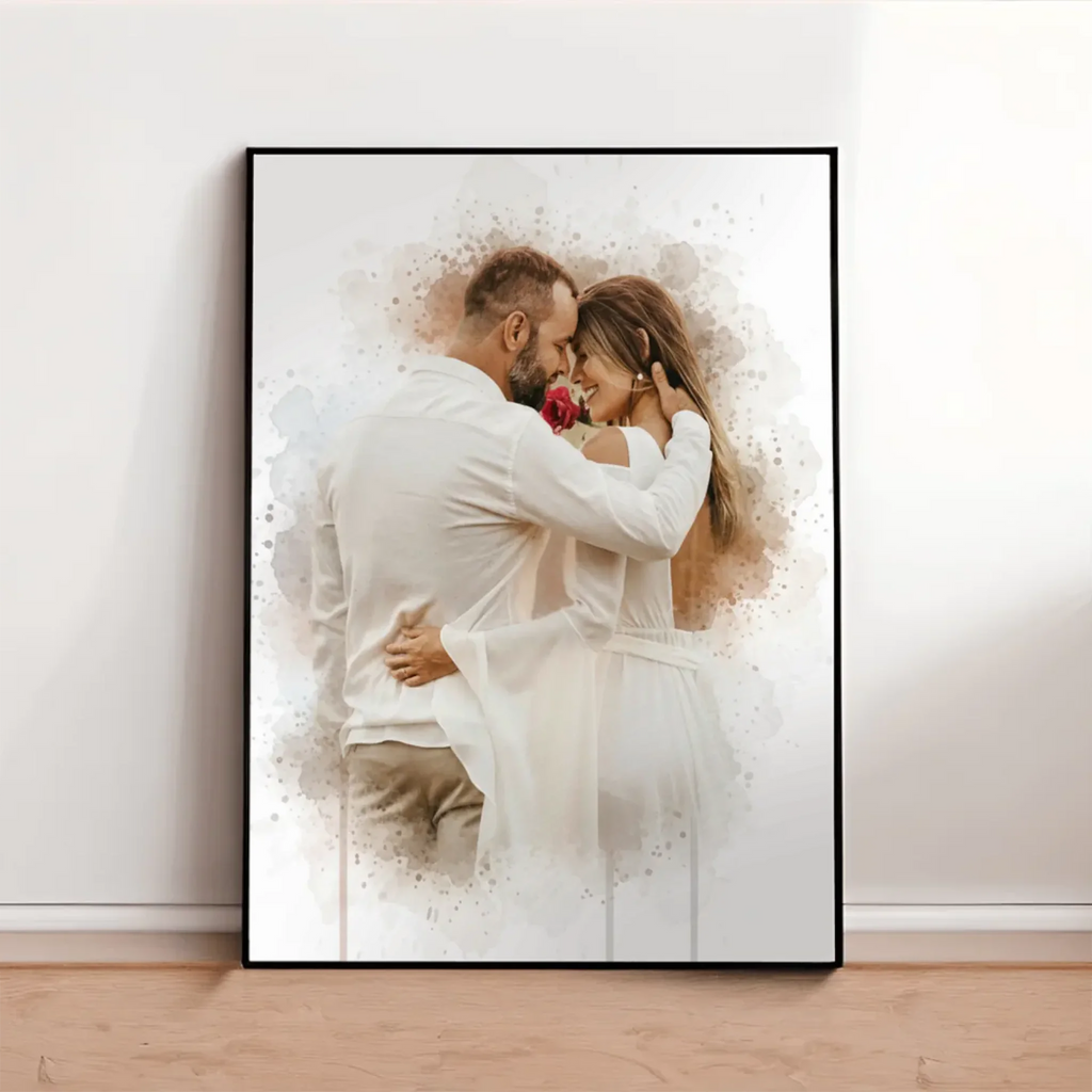 Individuelles Paar-Portrait im Aquarellstil – Personalisiert nach Foto