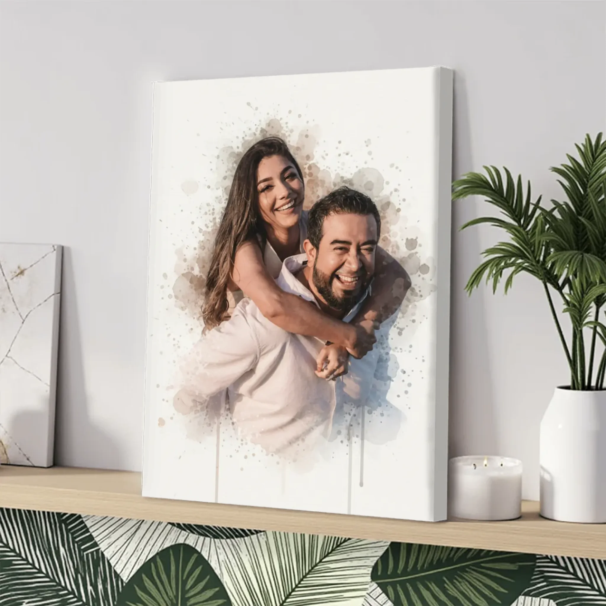 Individuelles Paar-Portrait im Aquarellstil – Personalisiert nach Foto