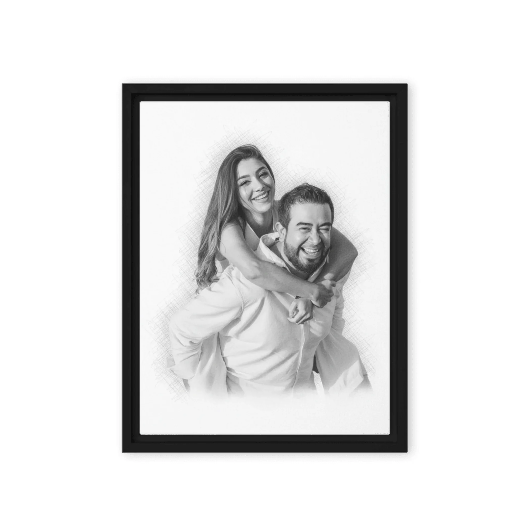 Paarporträt als Bleistiftzeichnung – Schwarz-Weiß Kunst aus eurem Foto
