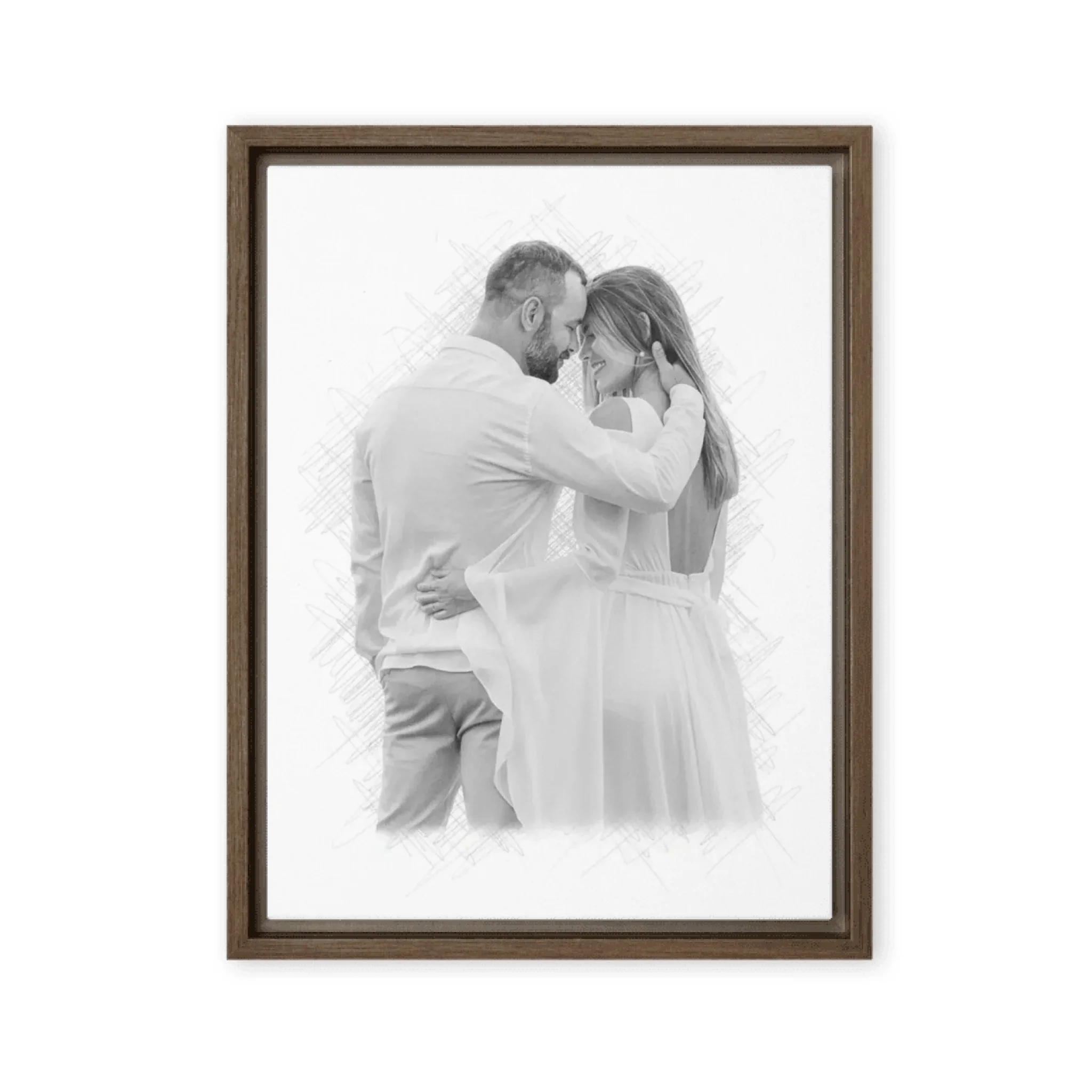 Paarporträt als Bleistiftzeichnung – Schwarz-Weiß Kunst aus eurem Foto