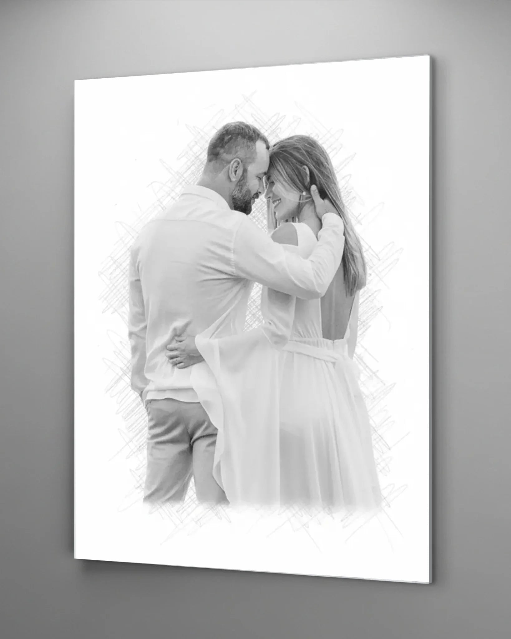 Paarporträt als Bleistiftzeichnung – Schwarz-Weiß Kunst aus eurem Foto