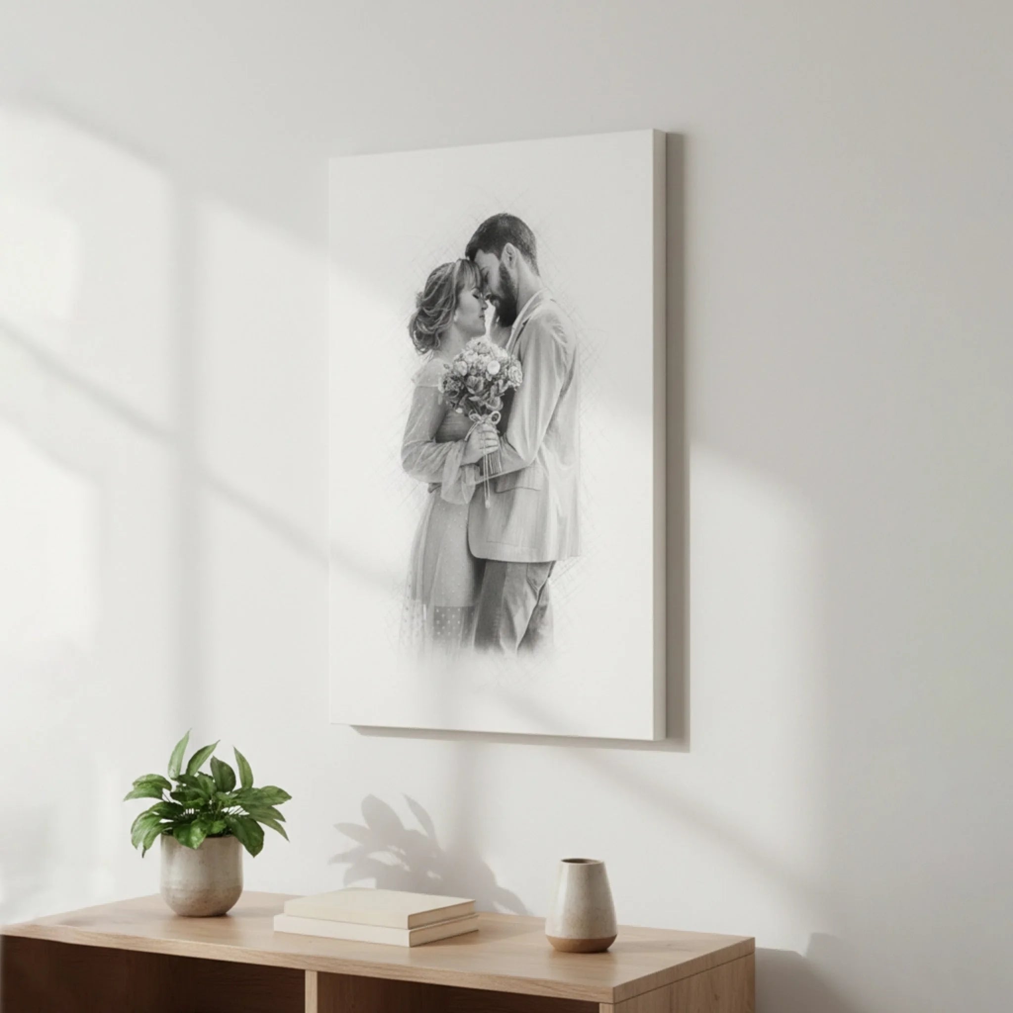 Paarporträt als Bleistiftzeichnung – Schwarz-Weiß Kunst aus eurem Foto