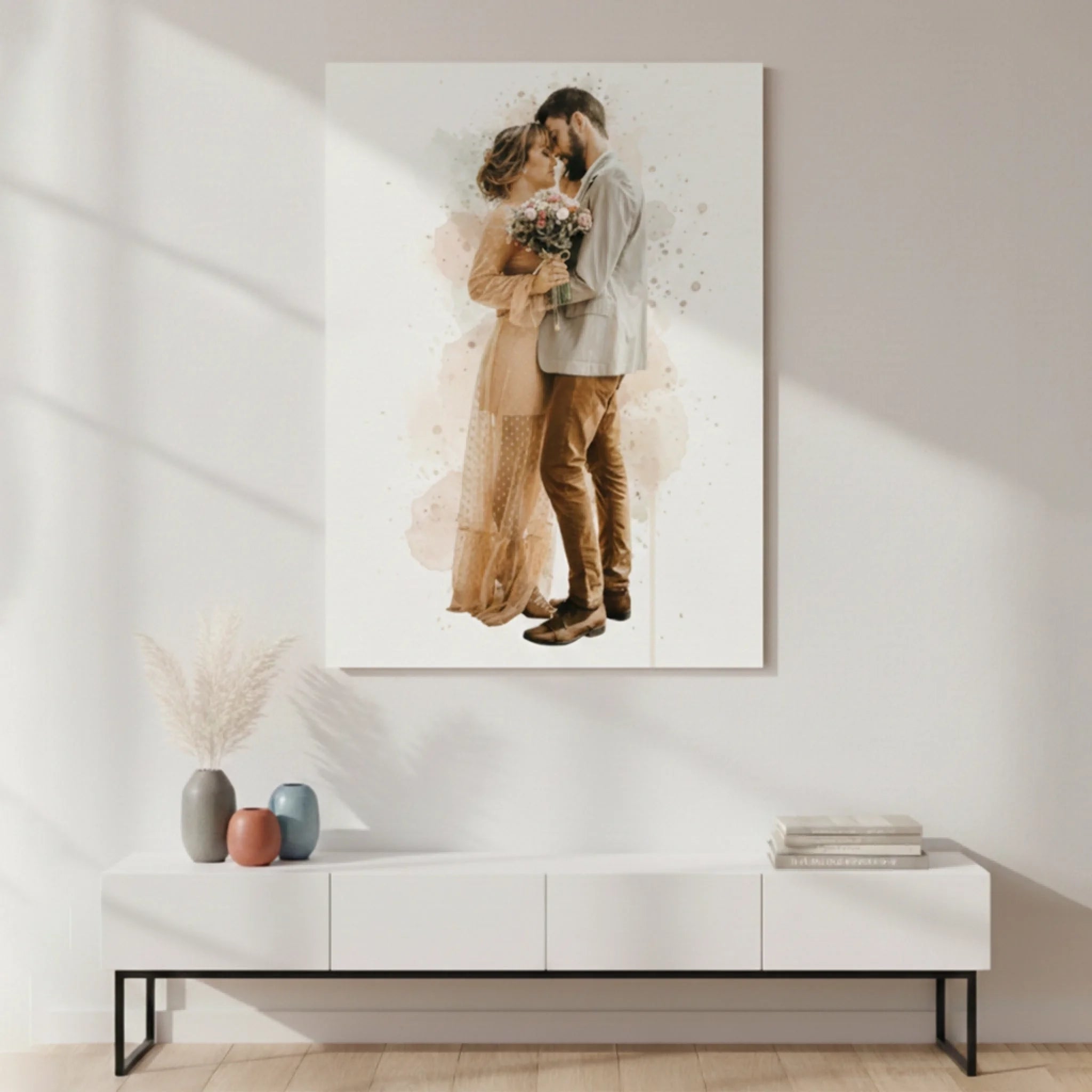 Individuelles Paar-Portrait im Aquarellstil – Personalisiert nach Foto