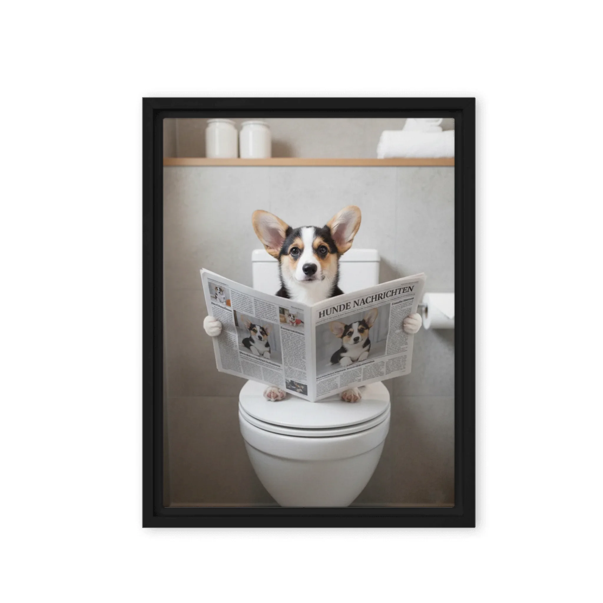 Lustiges Haustierporträt im Badezimmer