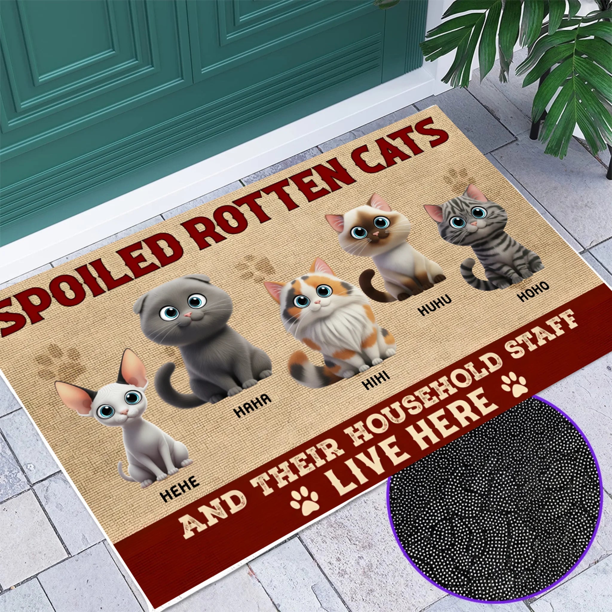 Spoiled Cats live here Doormat 3D Cats